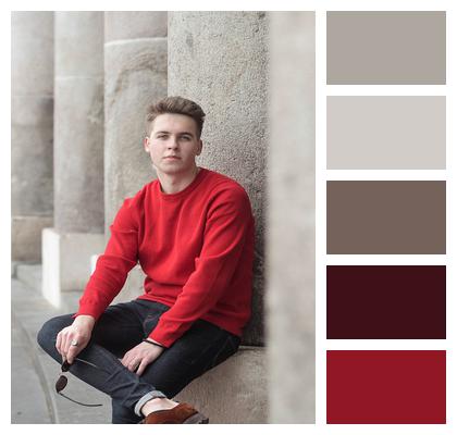 Red Sweater Young Man Boy Image